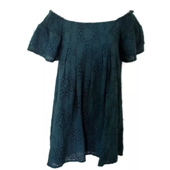JOA off the shoulder Eyelet Mini Dress - Picture 2 of 5